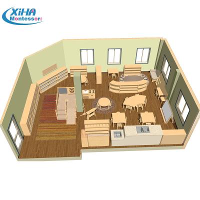 China XIHA Modern Design Kindergarten Reading Room Installation Design Modern Furniture For Preschool Library Design Furniture Set for sale