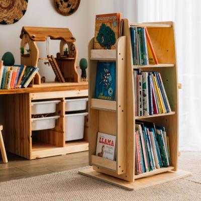 China XIHA Book Binding 3 Row Adjustable Position Bookcase Wooden Shelf Shelving Rotating Book Organizer Cabinet Rack Stand Buries Storage for sale