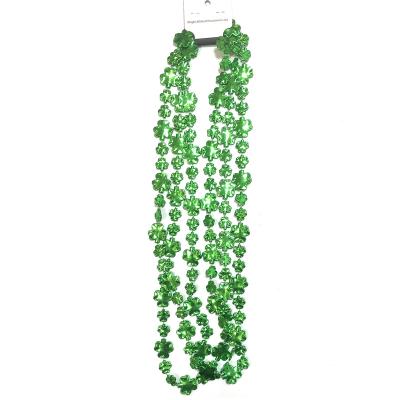 China Party Supplies St Patrick's Day Party Favor Clover Necklace Plastic Green beads Necklace for sale