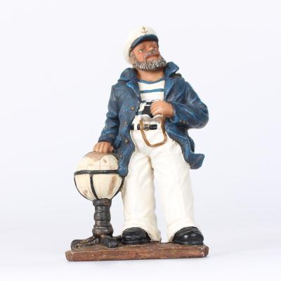 China Europe Mediterranean Style Polyresin Captain And Sailor Theme Nautical Figurine for sale