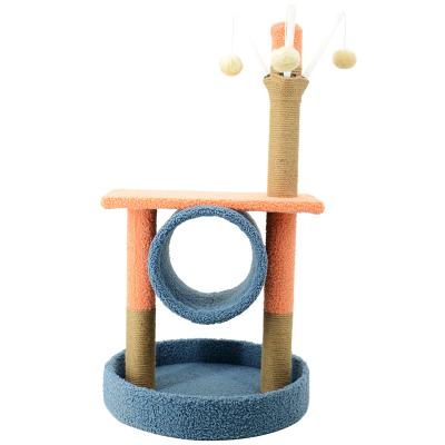 China Cat Tower Furniture OEM Double-Layer Cat Tree Scratching Toy With A Ball Viable Activity Center Jute Covered Scratching Posts for sale