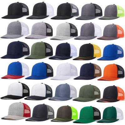 China COMMON Wholesale White High Quality Mesh Fitted Baseball Snapback Cap Two Tone Flat Brim Trucker Hat For Men for sale