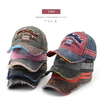 China Wholesale Y2K JOINT Suede Applique Embroidery Ripped Hats Distressed Streetwear Dad Baseball Caps For Men for sale