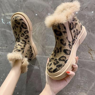 China Winter Thermal Thicken Leopard Print Snow Boots Luxury Women Girls Fur Boots Snow Boots for sale