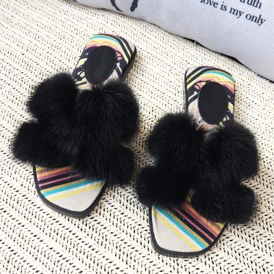 China Fashion Trend Summer Fur Flat Slipper Slips For Girls Style Luxury Women's Real Mink Fur Indoor Slippers for sale