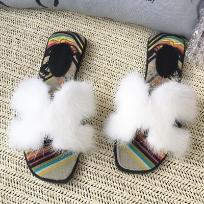 China Latest Fashion Trend Natural Mink Fur Women Slides Flat Luxury Designer Women Fur Slippers Casual Sandals for sale