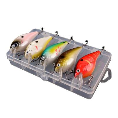 China ABS Plastic 5 pcs/frame Bass Bait Kit Lure Set Sinking Floating Tuna Fishing Lures Box 7cm 15g Mini Crank Bait Minnow Fishing Long for sale