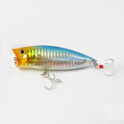 China Durable Snap Fishing Trout Lures 80mm 19g Topwater Hard Bait Artificial Wobblers PESCA Plastic Fishing Tackle With Feather Hooks for sale