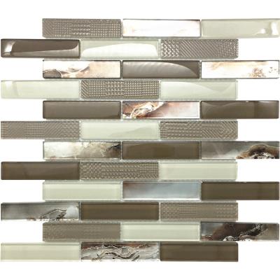 China Parquet Laminated Electroplating Glass Mosaic Slabs For Fireplace Decor for sale