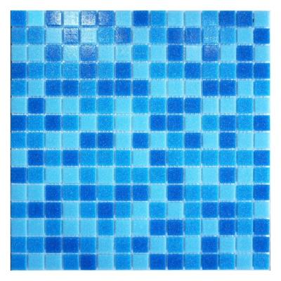 China Single Blue Melt 20x20mm Parquet Square Mix Glass Mosaic Slab Hot Pool for sale