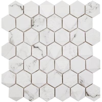 China Flooring Manufacturer Mozaic Tile Unglazed Hexagon Glass Mosaic Slab for sale