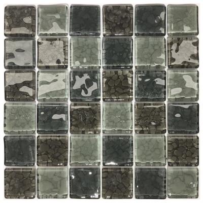 China Parquet Foshan Manufacturer Brown Color 48x48mm Glass Pebble Mosaic Slab for sale