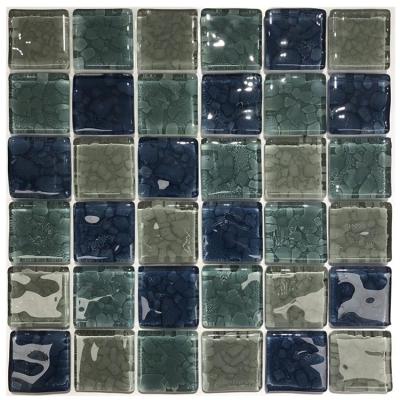 China Stone Square Shape Parquet 48x48mm River Pebble Mosaic Glass Pool Slabs for sale