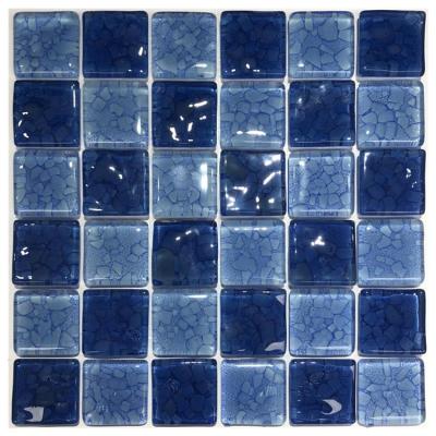 China Parquet crystal blue glazedl poo swimming glass mosaic tiles for sale