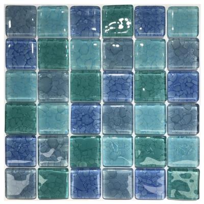 China White Parquet 48x48mm Square Pebble Glass Mosaic Swimming Pool Slab 8mm for sale