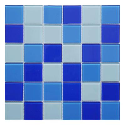 China Parquet 48x48mm Swimming Pool Crystal Blue Glass Mosaic For Villa Projects for sale