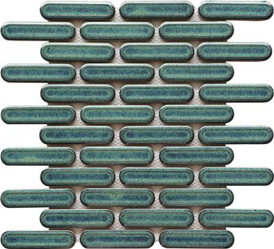 China Parquet in running green Fambe glazed ceramic swimming pool mosaic for sale