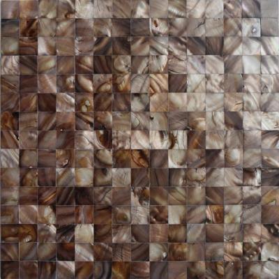 China Parquet Wall Backsplash Brown 3D 25Mm Dark Waterjet Pearl Shell Pattern Mosaic for sale