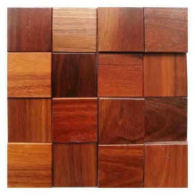 China Parquet Glazed Square 3D Wood Effect Block Glossy Art Floor Panels Mosaic for sale