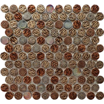 China Cheap Parquet Brown Resin Mosaic Slabs With 3d Surface for sale