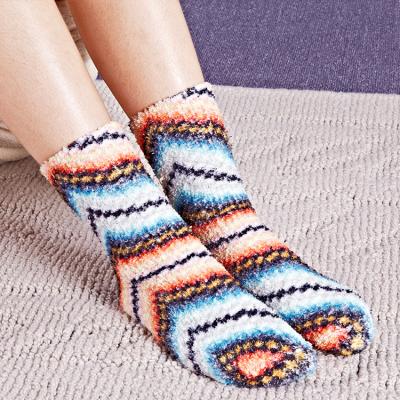 China Breathable Thick Warm Wool Hosiery Lady National Printing Coral Fleece Rabbit Thicken Stockings Women Socks for sale