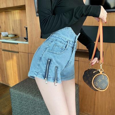 China QUICK DRY jeans women's fashion ins spring and summer Korean new zipper split high waist slim hot pants shorts for sale