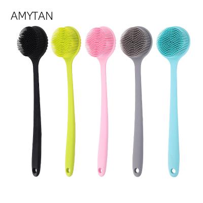 China Long handle wanmei salon silica gel scrub set is soft and does not hurt the skin soft close skin for shampoo bath brush for sale