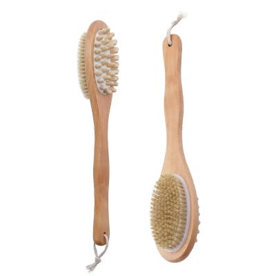 China Hot-selling Wooden Long Handle Bath Brush for Back Scrubbing and Long Handling Double Sided Soft Hair Massage for Back Cleansing and Body for sale