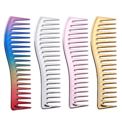 China Salon Eletroplating New Arrival Hair Texture Comb Wide Tooth Hair Styling Comb Oil Head Hair Comb for sale