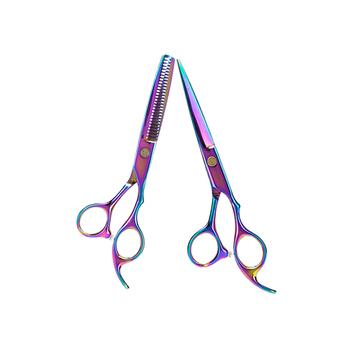 China Thinning Scissors Hair Scissors Plated Broken Hair 6 Inch Glare Color Tooth Scissors for sale