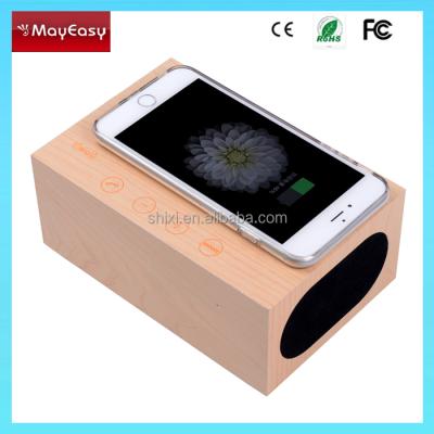 China Wood 2016 produdcts portable wooden bluetooth NFC speakers with alarm clock Qi charging for sale