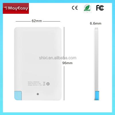 China Popular Super Thin Slim Portable Credit Card Power Bank 2500mAh For Smart Phone 1800-2600mah for sale