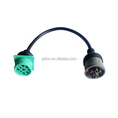 China Universal Green Type - 2 J1939 German 9-Pin Male to 6-Pin J1708 Female Cable for sale