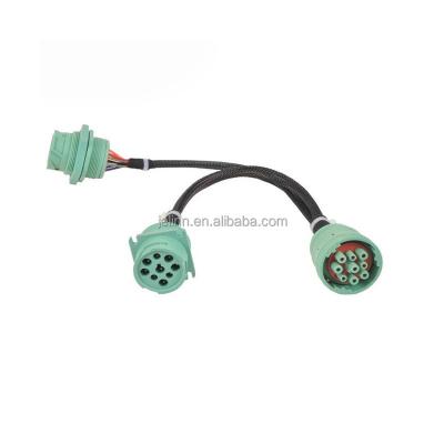 China Green Car Inspection German 9 Pin J1939 Female To J1939 Male And Male Threaded Y Adapter J1939 Cable for sale