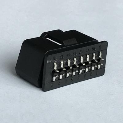 China Cars OBD2 OBD Male Connector 12V 16 Pin J1962 OBDII Plug With Curved Pins for sale