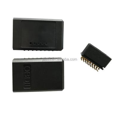 China Smart Cars OBD2 OBDII Diagnosis Enclosure With J1962 OBD2 Male Connector Angel Right 90 Degree Gold Plating Pins for sale