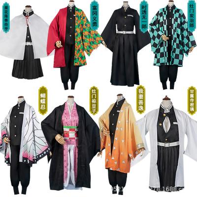 China Polyester Anime Demon Slayer Kimetsu No Yaiba Tanjirou Kamado Nezuko Cosplay Women's and Men's Kimono Cosplay Costume Sets for sale