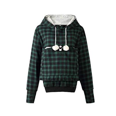 China New Big Pocket Pet Hoodie Ladies Casual Plus Size Crop Ladies Hoodie Anti-wrinkle Plaid Top Hoodie for sale