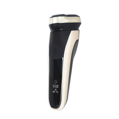 China Triple Blade LED Display Electric Shaver Electric Razor Blades Trimmer Shaving Machine Men USB Floating Triple Blades Rotary Shaver Chargning for sale