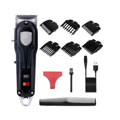 China Professional Electric Car Barber Clipper All Metal Body Cordless Hair Trimmer Adjustable Hair Trimmer Metal Body Haircut Tool Adjustable Lever LCD Cutter for sale