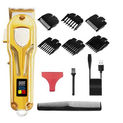 China Car Full Body Metal Housing Barber Professional Salon Hair Clipper Electric Powerful Cordless Hair Cutting Tool LCD Trimmer for sale