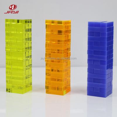 China JAYI Acrylic Hot Selling Kids Puzzle Acrylic Tumble Tower Tumble Tower Tumble Tower Game Acrylic Stacking Block for sale