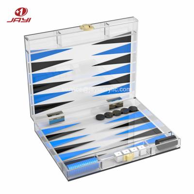 China JAYI Backgammon Board Plexiglass Backgammon Game Lucite Chess Board Game Decorative Luxury Acrylic Set for sale