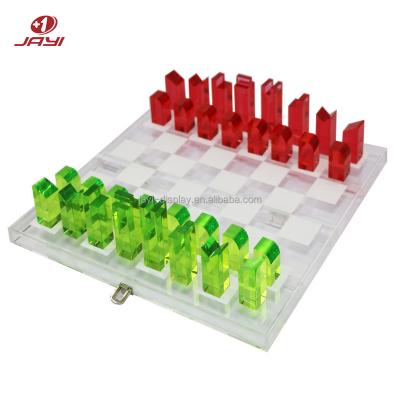 China JAYI Handmade Custom Hign-End Designer Clear Crystal Acrylic Lucite Chess Game Deluxe Board Set for sale