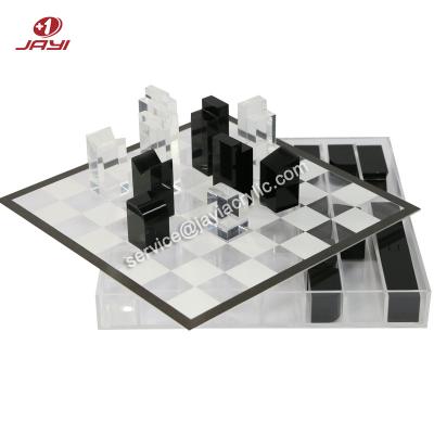 China JAYI Designer Handmade Custom Luxury Clear Crystal Acrylic Lucite Chess Game Board Set for sale