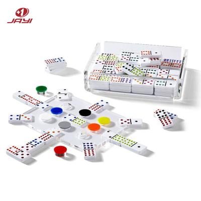 China Custom Acrylic Double Domino 12 Game Set 	Acrylic Game Set Backgammon chips in 2 colors for sale