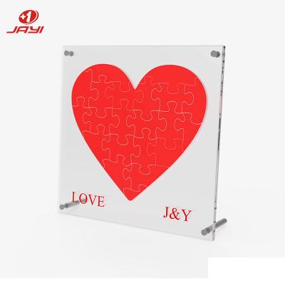 China DIY TOY Custom Jigsaw Puzzle Game Heart Shape UV Printing Acrylic Puzzles For Valentine's Day Gift for sale