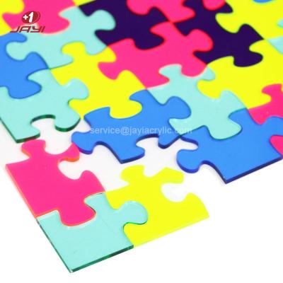 China JAYI Environmental Friendly Laser Cut 36 Pieces Colorful Educational Puzzle Toy Game Acrylic Jigsaw Puzzle With Dust Cover for sale