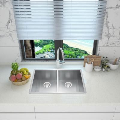 China Without Faucet Stainless Steel Double Drain Panel Bowl Square Kitchen Basin Sink Sale Customized Long Style for sale