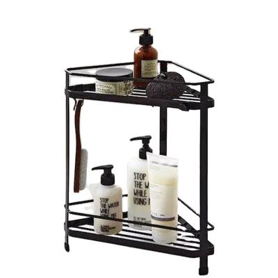 China JX Sustainable---Universal Non Punching Finished Bathroom Iron Shelf Two-Layer Triangle Storage Rack for sale